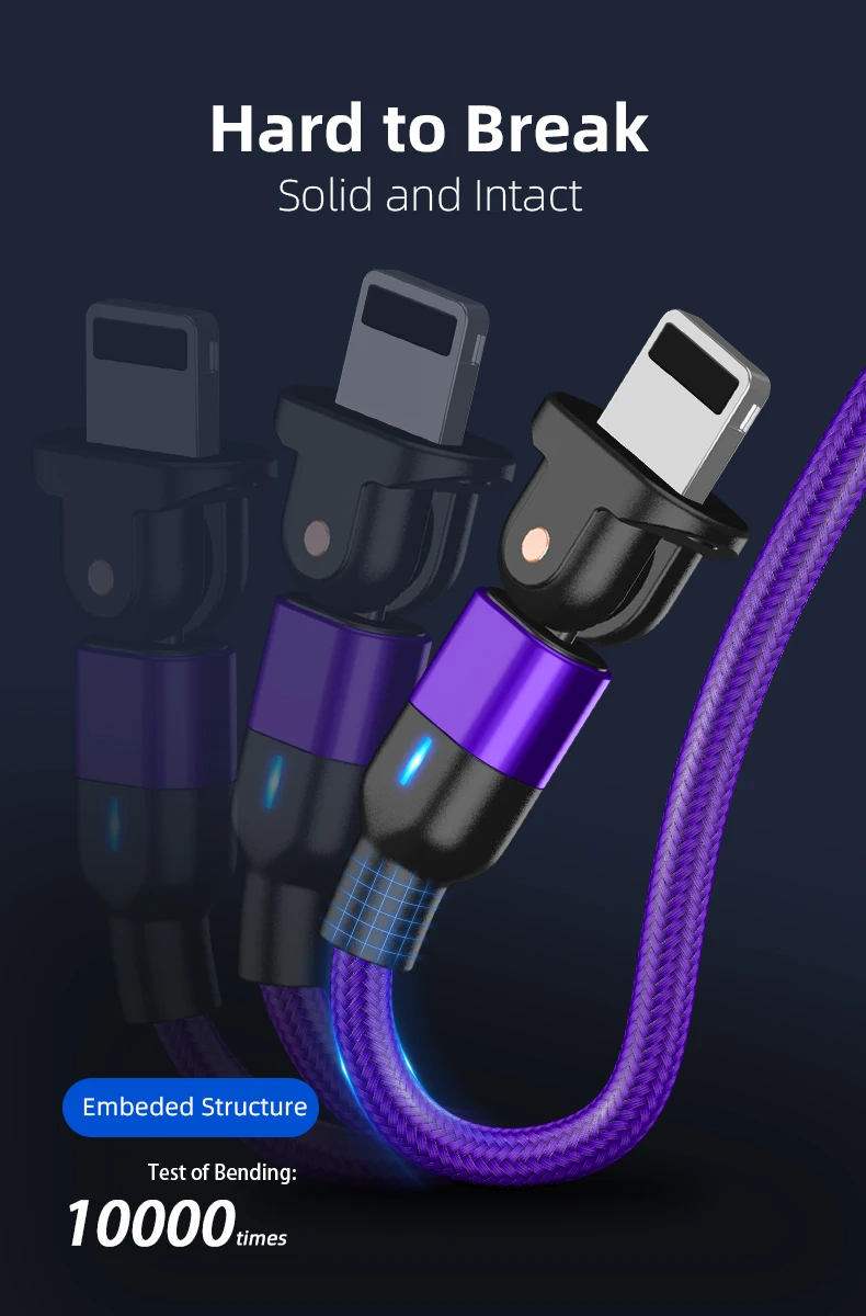 
3A Fast Charging Magnetic Data Transfer Cable magnetic type-c cable 180 bending usb c port with 3 heads 