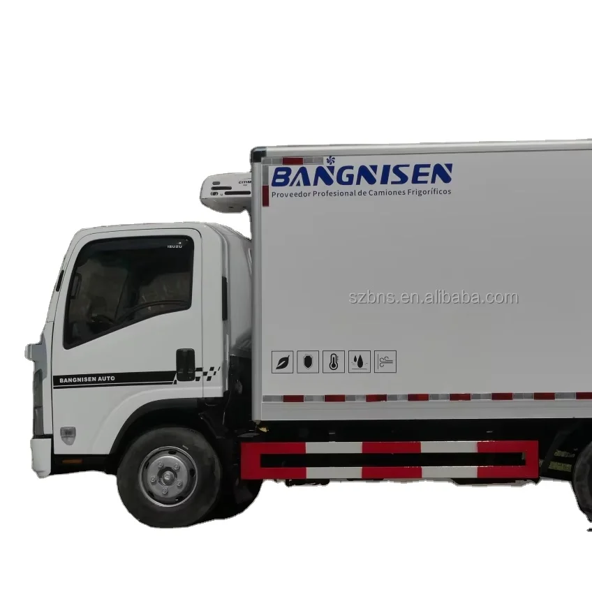 BNS IsuzuS KV100 5-speed transmission refrigerated truck, 700R16 tire configuration