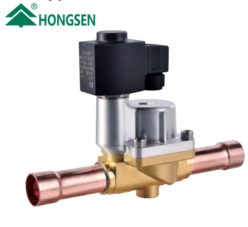 HONGSEN Ip65 Waterproof Coil HV Piston Type Solenoid Valve Refrigeration For Air Conditioning Systems Solenoid Valve