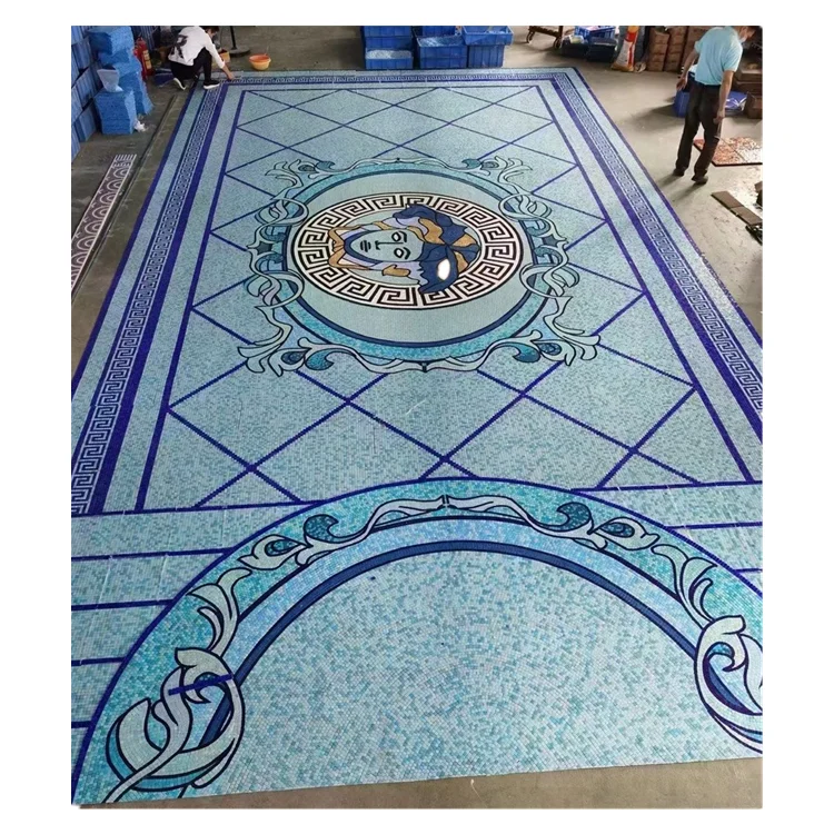 Outdoor luxury art pattern hotel blue swimming pool mosaic tile