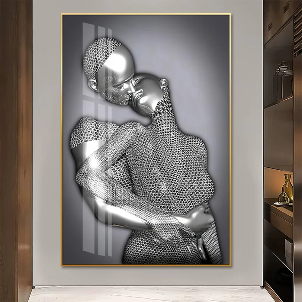 Guanjun Sexy Body Art Supplier Modern Painting Abstract Wall Art Home Decor Crystal Porcelain Painting Custom