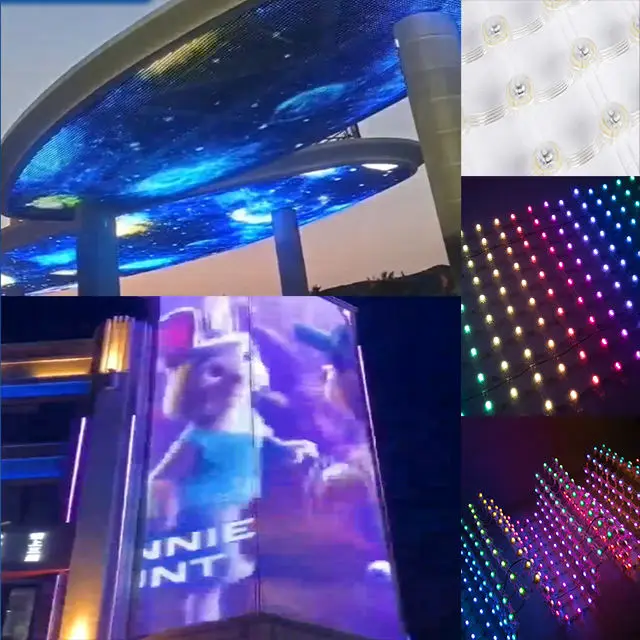 Профессиональный производитель RGB сетчатый пиксельный СВЕТОДИОДНЫЙ занавес экран для наружного здания стены фон