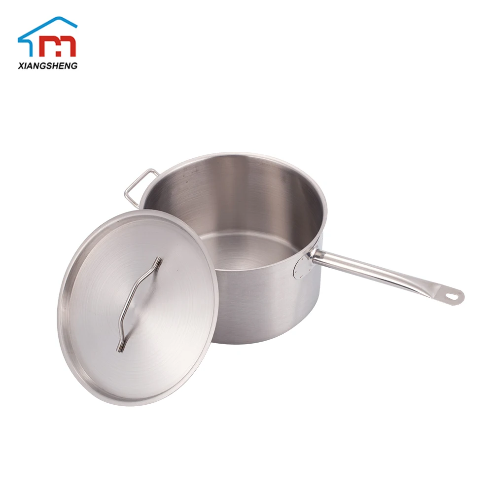 Restaurant Kitchen Stainless Steel Tri-ply Milk Pot Sauce Pan With Single Handle