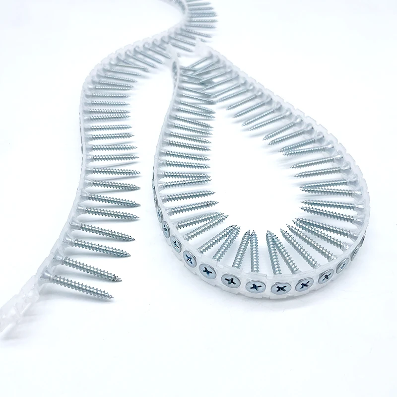 High Strength Plastic Strip Chain Collated Black Phosphate Drywall Screws Bugle Head Gypsum Screw