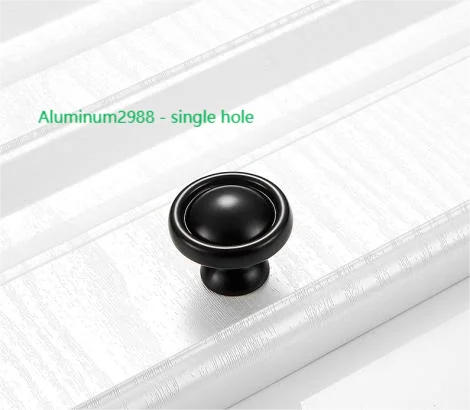 2023 Popular Single Hole Aluminum Alloy Handle European Simple Pull Cabinet Wardrobe Drawer Black Handle Knobs