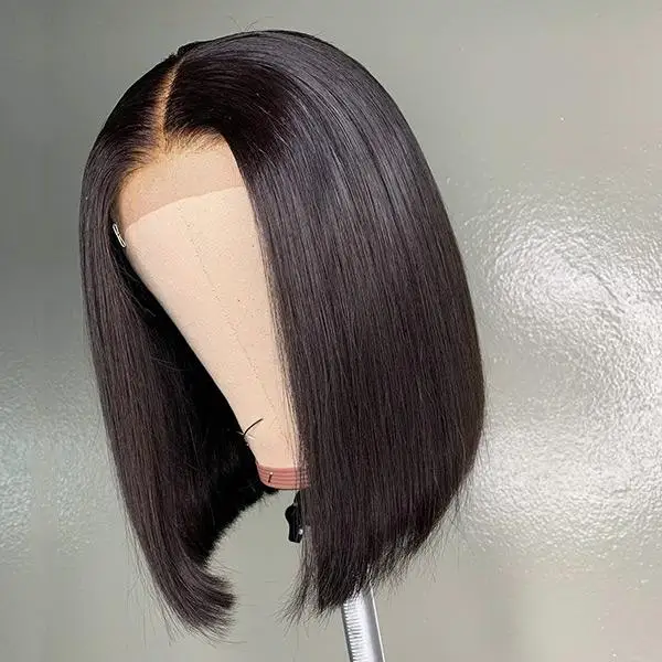  Бразильские 150 плотные натуральные волосы Remy 13x4 кружевные передние парики Боб Прическа 14 дюймов черные вьющиеся короткие боб