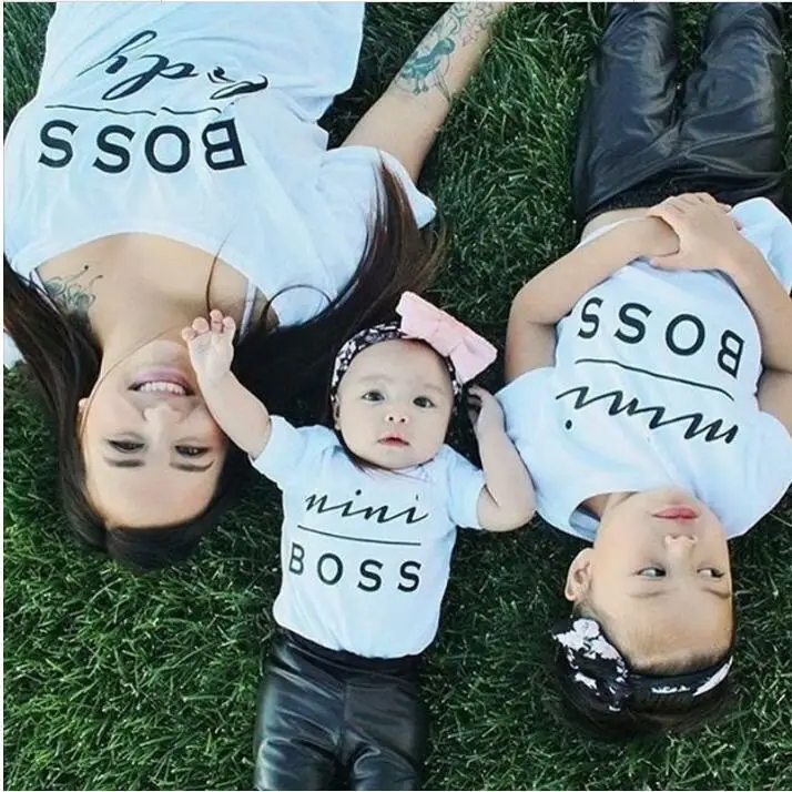 Stylish Letter Printing Design Toddler T-shirt Family Clothes Breathable Family Matching Outfits