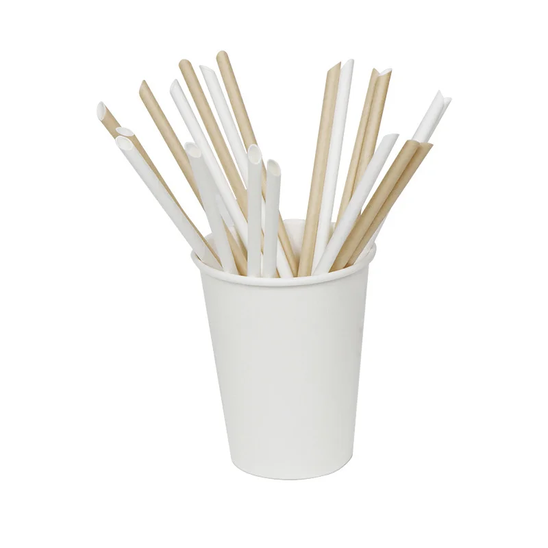High Quality Biodegradable Kraft Craft Paper Big Straws Food Grade Wrapped Drinking Straws Bubble Tea