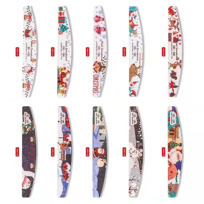BQAN Christmas Wholesale manicure OEM half-moon nail file grit 100/180 Durable straight private label files and