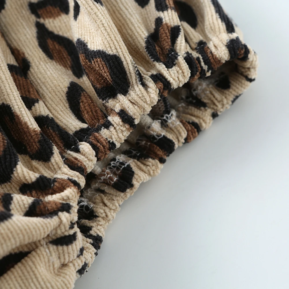 
Shijun Baby Clothes Corduroy Baby Bloomers Leopard Baby Bloomers and Headband Set 