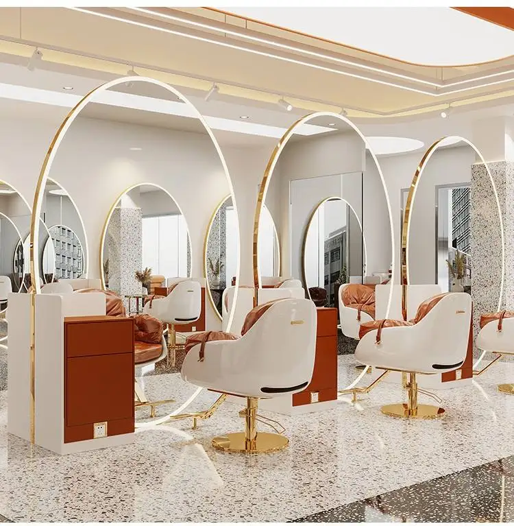 More Design Large Size Full Length Barber Salon Furniture Wall Mounted Hairdressing Makeup Led Beauty Salon Mirror with Cabinet