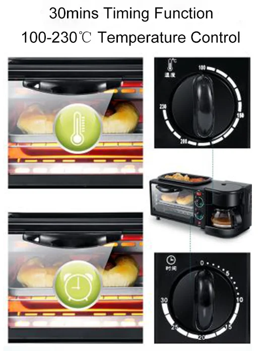 110V/220V Three-in-One Multi-Functional Home Breakfast Machine Coffee Maker Toaster Mini Oven for Cross-Border Foreign Trade