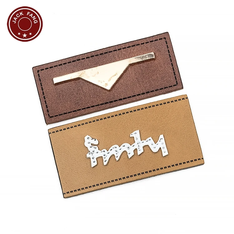 Best Price Handmade Jeans Print Logo Deboss Pu Leather Label Tag Leather Woven Label