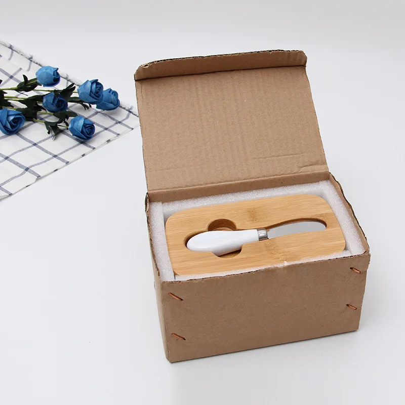 Porcelain Airtight Butter Dish With Bamboo Lid And Stainless Steel Knife Ceramic Butter Boxes Containers