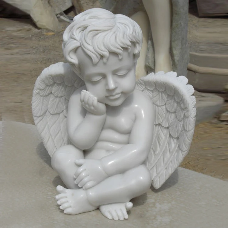 Профессиональная резная мраморная скульптура ангела статуи cherub