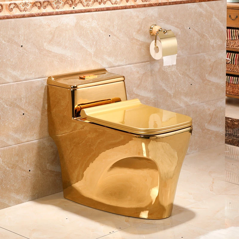 Popular Pick Light Luxury Style French Italian European Electroplated Gold Toilet Ceramic Bathroom Toilet