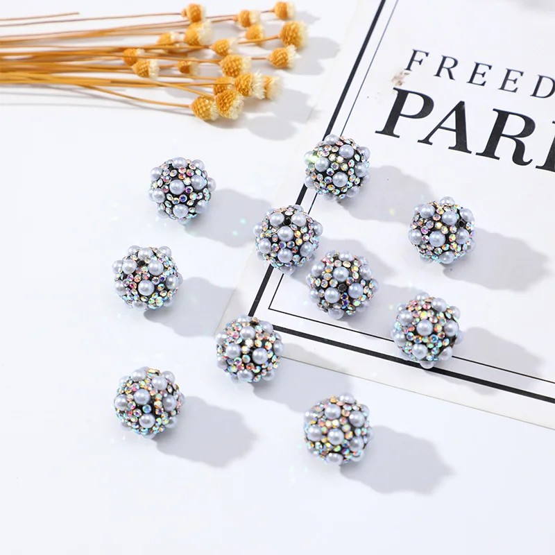 Wholesale 16mm Loose Beads Resin Rhinestone Beads Ball Straight Hole Drill Ball Crystal Beads