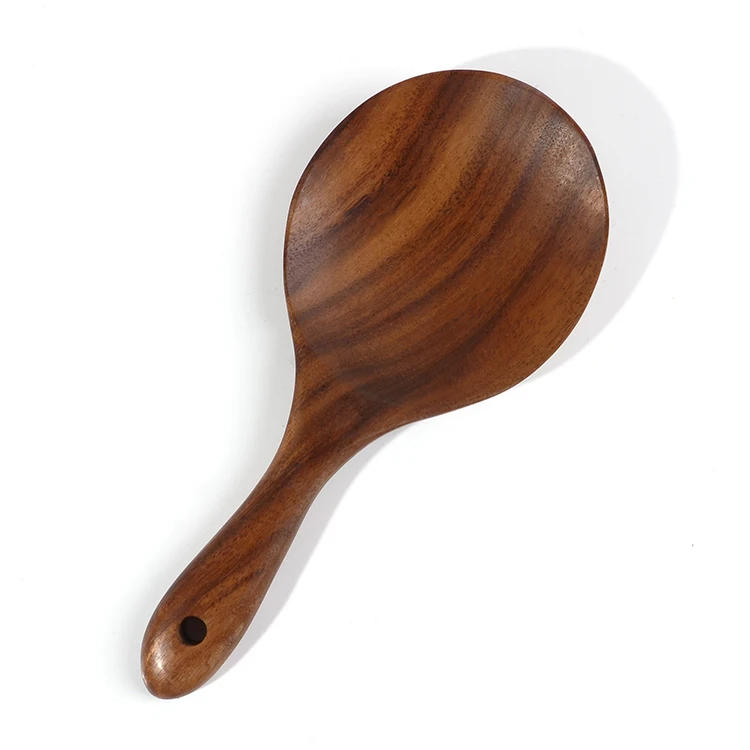 
Короткая круглая ложка для риса с салатным масляным покрытием, безопасная для окружающей среды деревянная ложка для риса, ложка с короткой ручкой для риса 