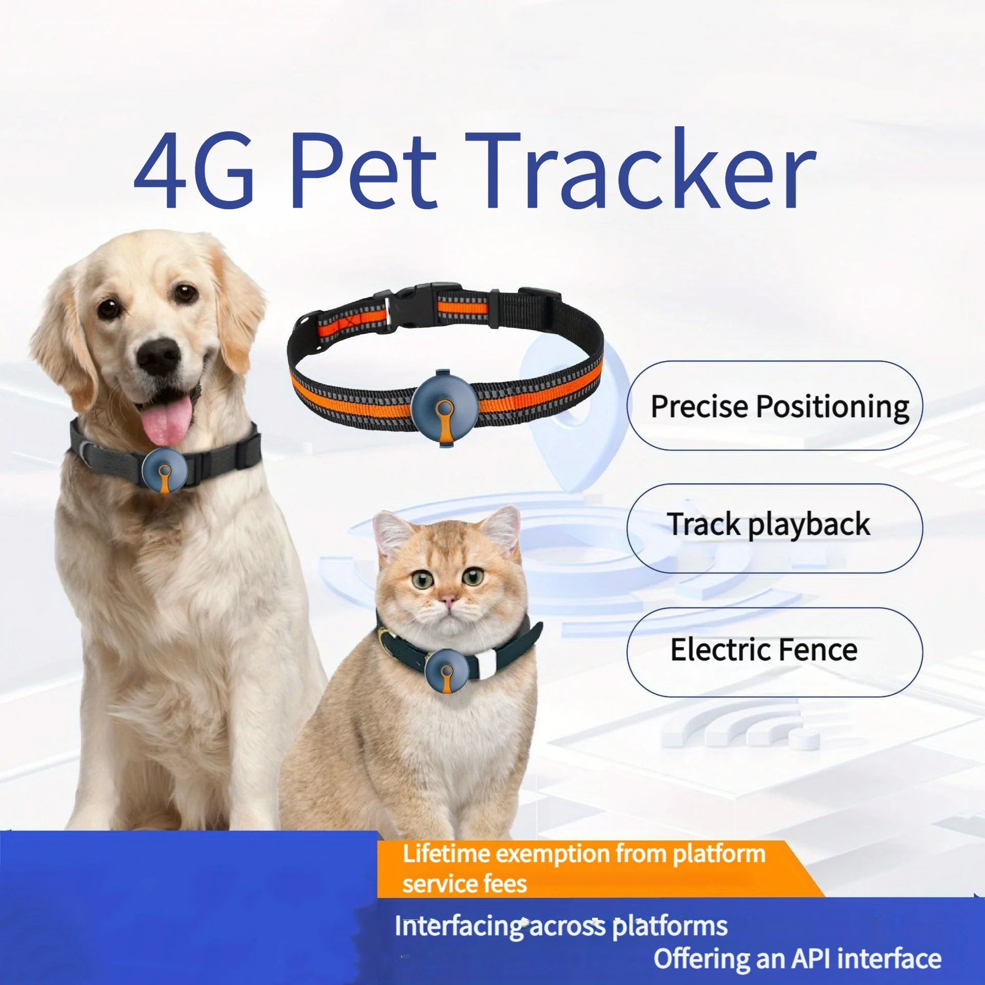 Waterproof Pet Locator 4G Sim Card Smart Pet Tracker Cat GPS Tracking Dog Collar with APP