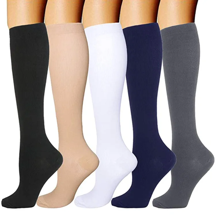 Sock manufacturer Unisex Long Tube Copper Pain Relief Stockings 15-20 mmHg Nylon Sports Knee High Compression Socks