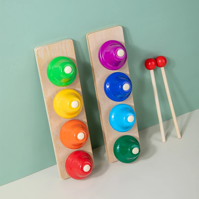Wholesale montessori wooden music box toy wood ratchet instrument stand musical wooden spoons baby toys for kids
