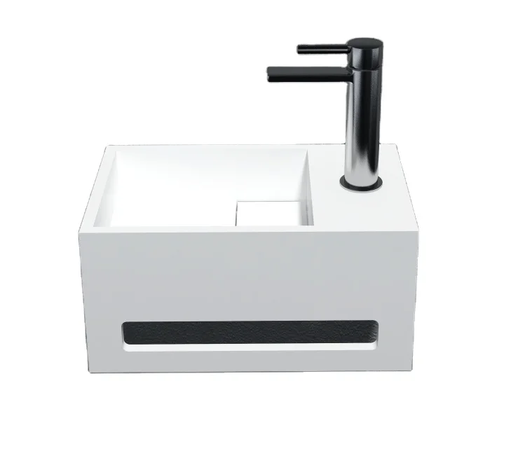 small hand wash basin/ Wall mounted corner hand wash basin with towel hanging /Stone resin wall-hung wash basin