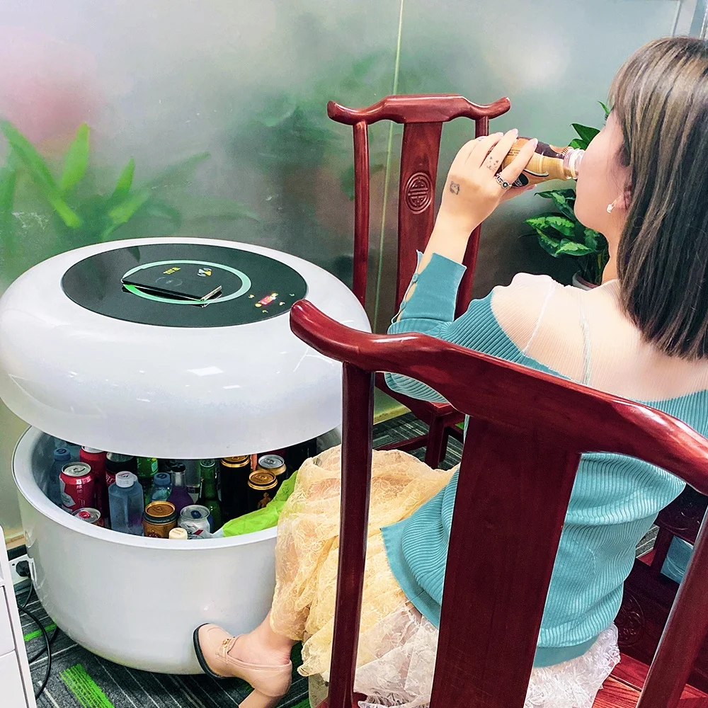 Collapsible Multi Function Tea Coffe Table Interactive Refrigerator Caffe Table Base Smart Coffee Table with Fridge Storage