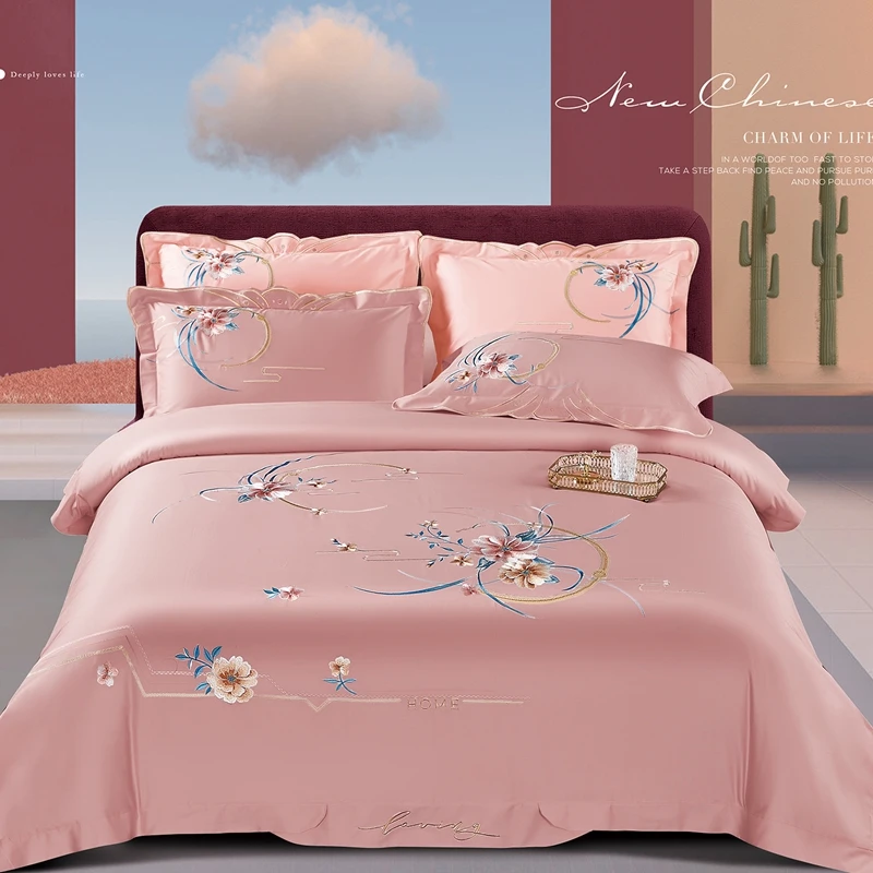 Постельное белье, однотонное, зеленое, 4 шт., Королевский размер, роскошное постельное белье, 120s, Египетский хлопок, комплект пододеяльника, двуспальное постельное белье