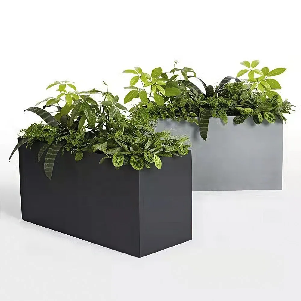 Big Size Rectangular Fiberglass Planter Customized Color Size Large Outdoor Flower Pot