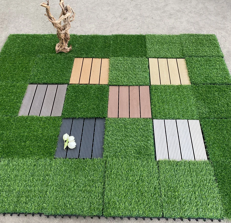 WPC diy tiles Board balcony WPC floor tile interlocking flooring wood deck tile plastic base parquet decking outdoor DIY floor