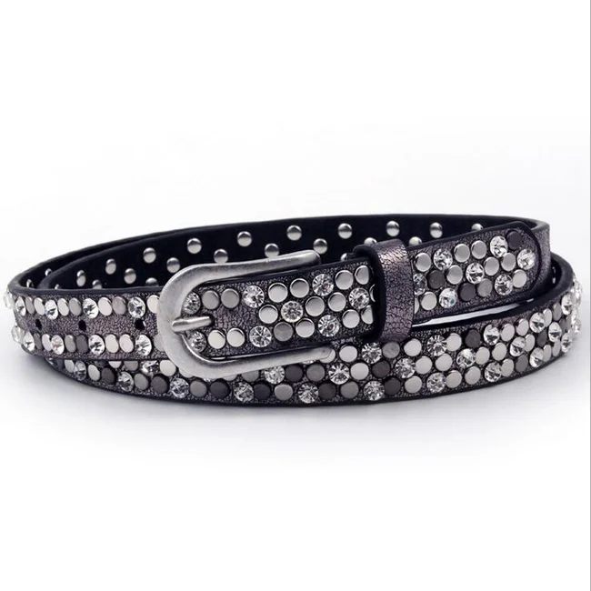 2020 fashion for b simon rhinestone belt Western Custom high quality fashion women PU rivets belt