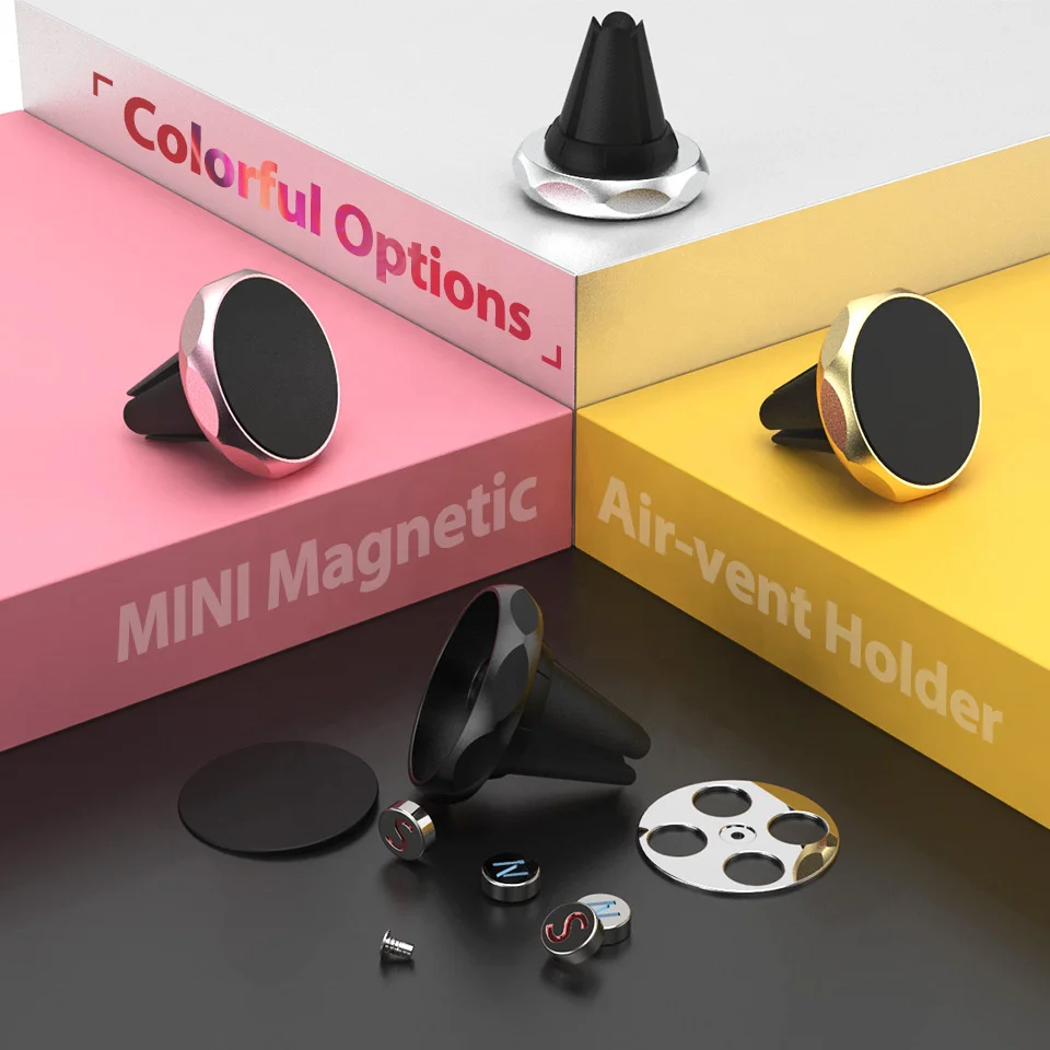 360 Degree Cell Phone Power Clip Gps Air Mount Car Vent Magnetic Holder