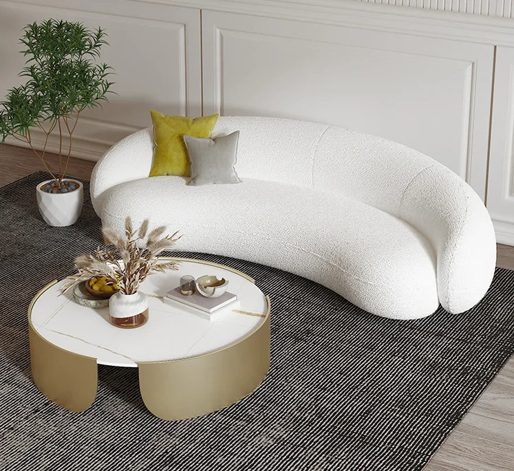 Флисовые диваны в скандинавском стиле sherpa art Sense of curve design удобный секционный диван для гостиной и отеля дома