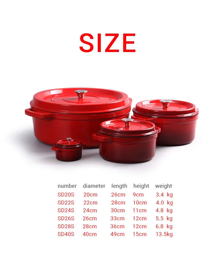 Factory Wholesale Soup Pots Custom Color High Grade Non Stick Bread Potato Enamel Dutch Oven Cast Iron Cookware Casserole Pot
