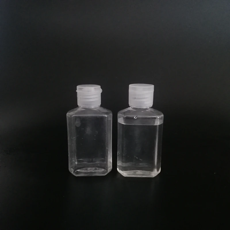 
60ml plastic pet hand sanitizer bottle with flip top cap, 2OZ flat octagon lotion bottle with cap 