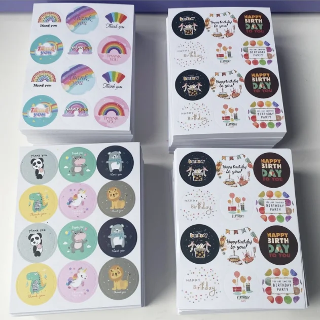 custom wholesale logo sticker thank you label planner sealing sticker