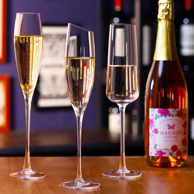 Creative flute style lead-free crystal glass champagne goblet champagne glass