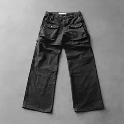 QYOURECLO Custom Logo Wholesale Baggy Blank Loose Streetwear Cotton Multi Pockets Mens Cargo Pants