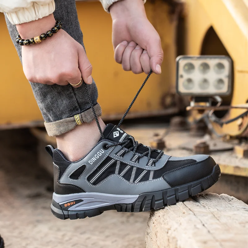 Dinggu Brand fashion safety shoes casual industrial protection steel toe nonslip safety shoes for men construction work shoes