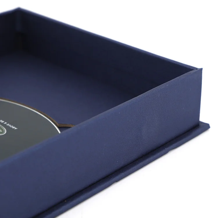 Recyclable Rigid Cardboard Luxury Suede Gift Box Handmade Cd Clamshell Box With Custom Insert