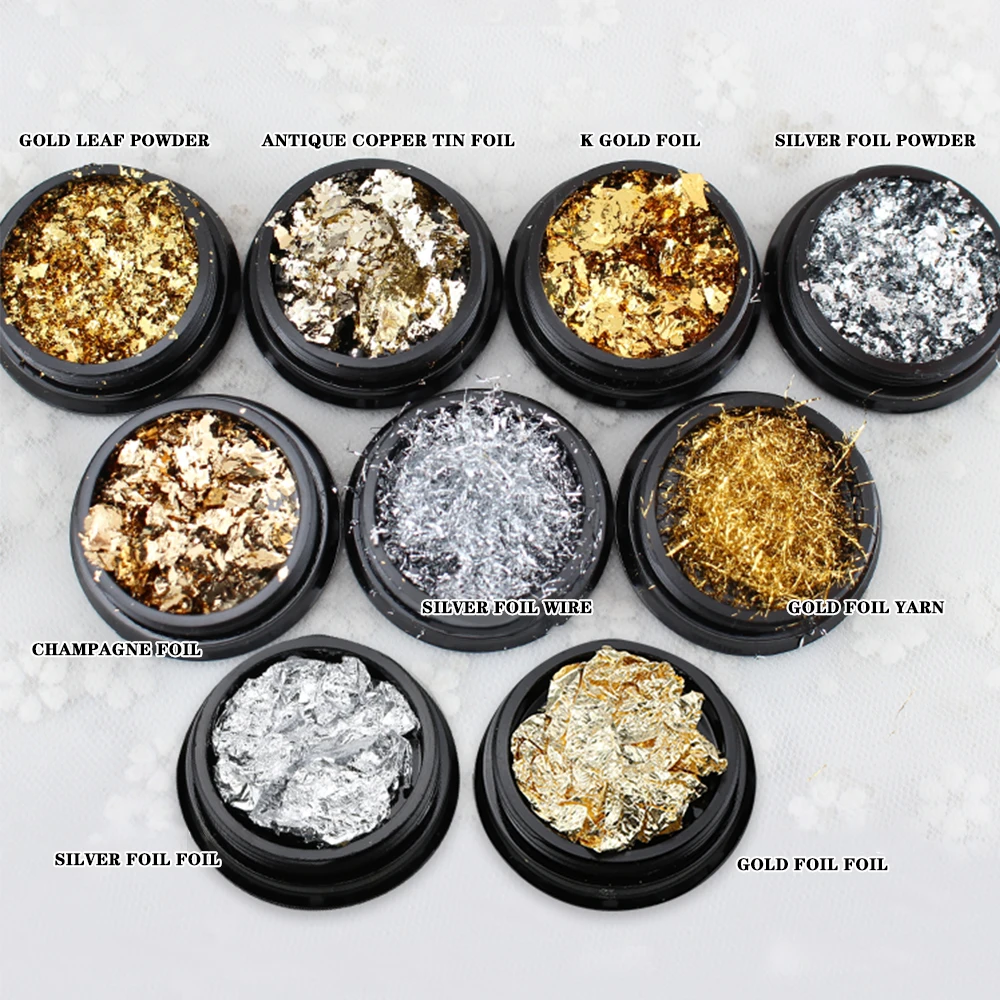 Wholesale Metallic Foil Flakes 15 Gram Imitation Gold Foil Flakes Metallic Leaf for Nails Painting Crafts Slime