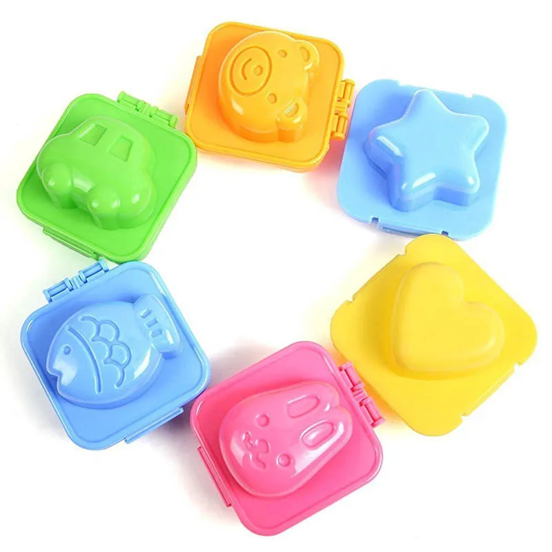 Cute 6pcs/set Sushi Maker Boiled Egg Rice Roll Mold Kitchen DIY Chef Rice Ball Bento Mould Accessories
