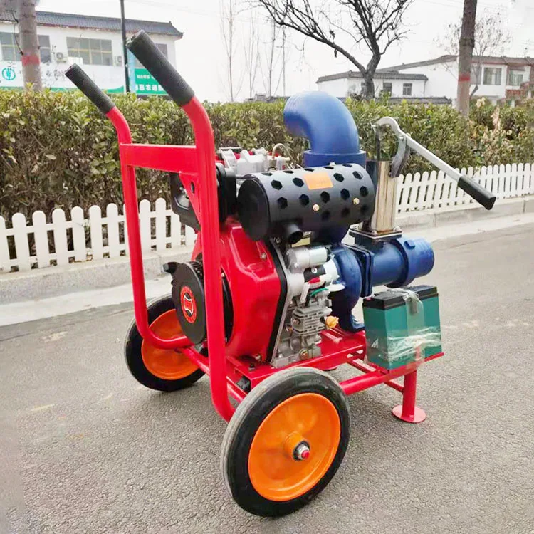 Portable New Diesel Water Pump Big Power With Wheel For 80-200m Rain Gun Sprinkler And Farm Irrigation System