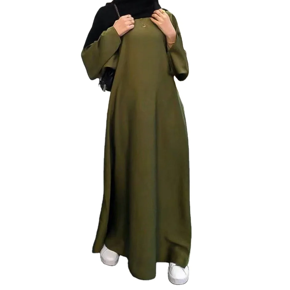 Middle East Muslim Woman 2022 Basic Simle Abaya Long Robe Turkey Dubai Fashion Ladies Modest Wear Islamic Clothing
