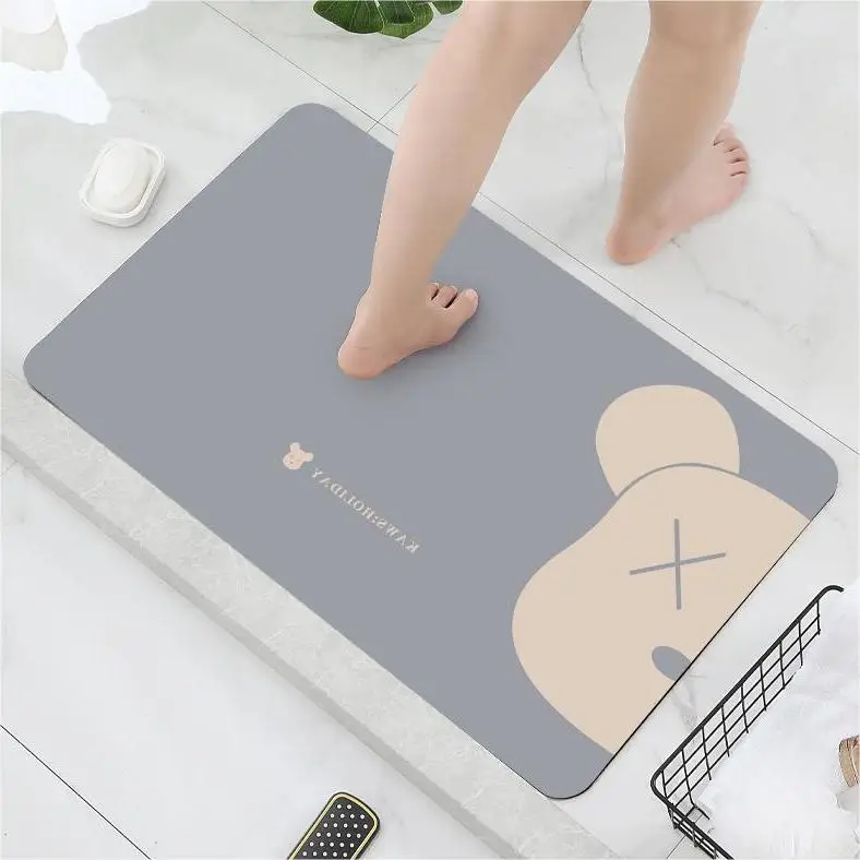 Factory Customized Stone Diatomite Bath Mat Non-slip Super Absorbent Quick Drying Bathroom Floor Mat