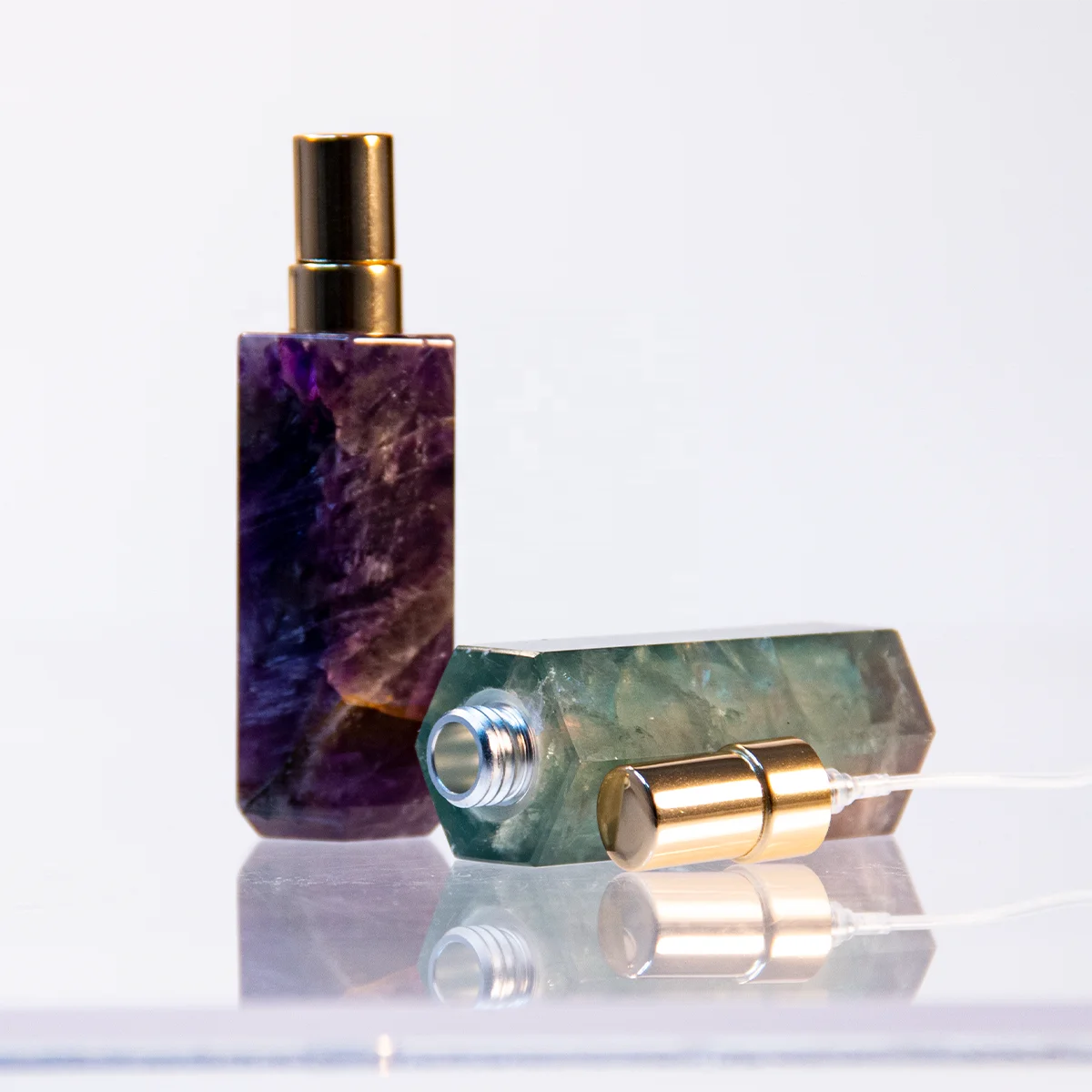 New Design Women Luxury Perfume 8 ml Empty Rose Quartz Crystal Bottle 5ml Refillable Mini Sprayer Flacon Perfume Bottle
