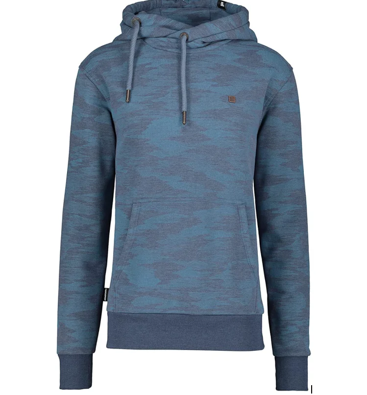 2023 custom new style blue camo hoodie neck collar keep warm 400gsm slim fitting hoodies for men and women