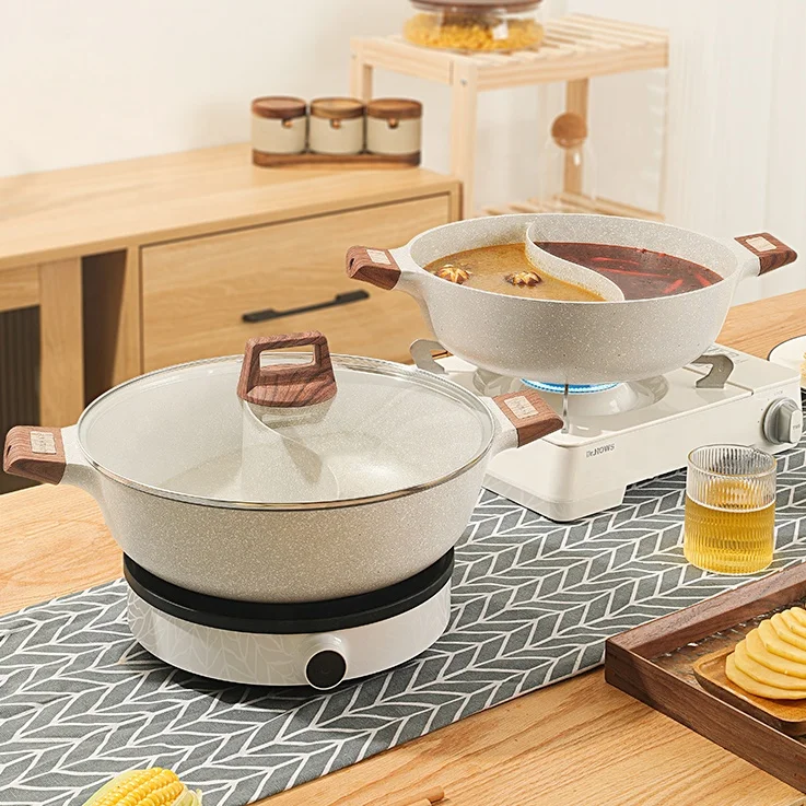 Japanese Style Hot Pot 28cm Aluminum Alloy Non-Stick Shabu Shabu Pot