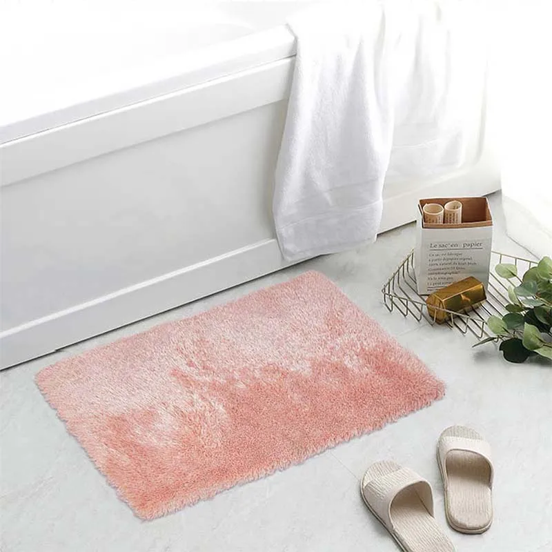 Bathroom Use Shaggy Fluffy Microfiber Absorbent Anti Slip Shower Bath Mats