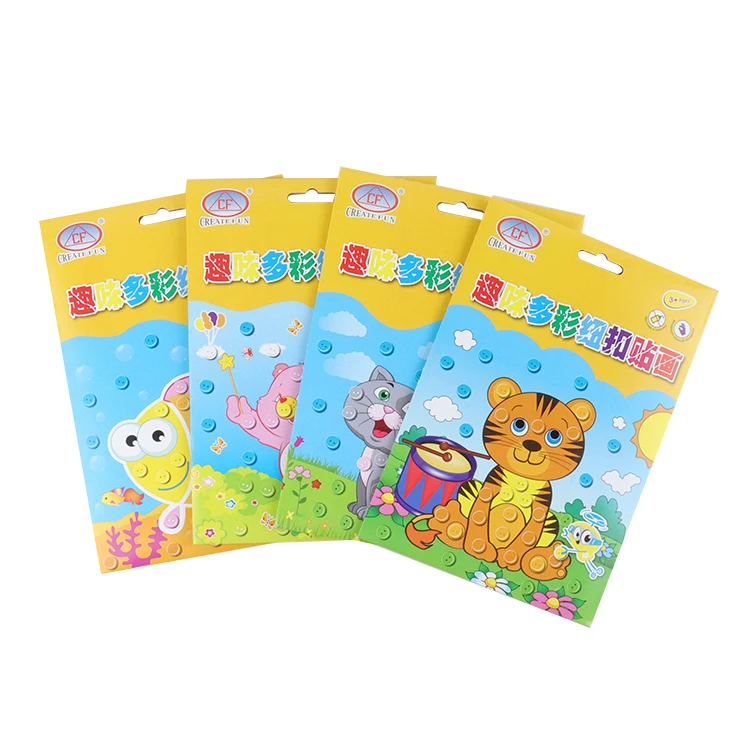 Kids DIY Button Stickers Drawing Toys Funny Game Handmade School Art Class Painting Craft Kit